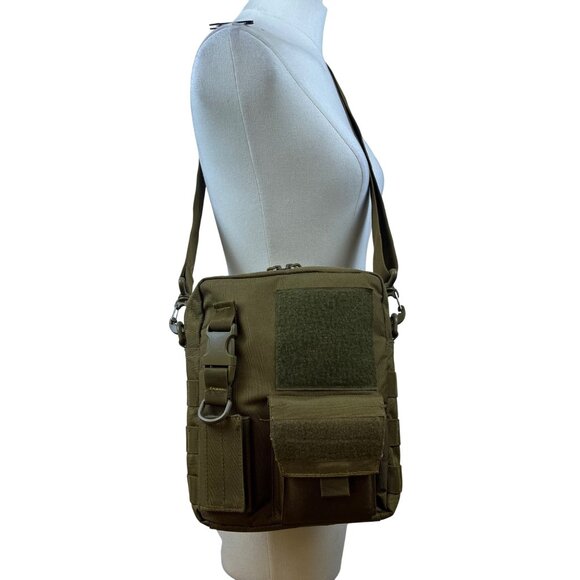 D5 Column Unisex Olive Green Nylon Tactical Adjustable Strap Crossbody Bag - Picture 11 of 12